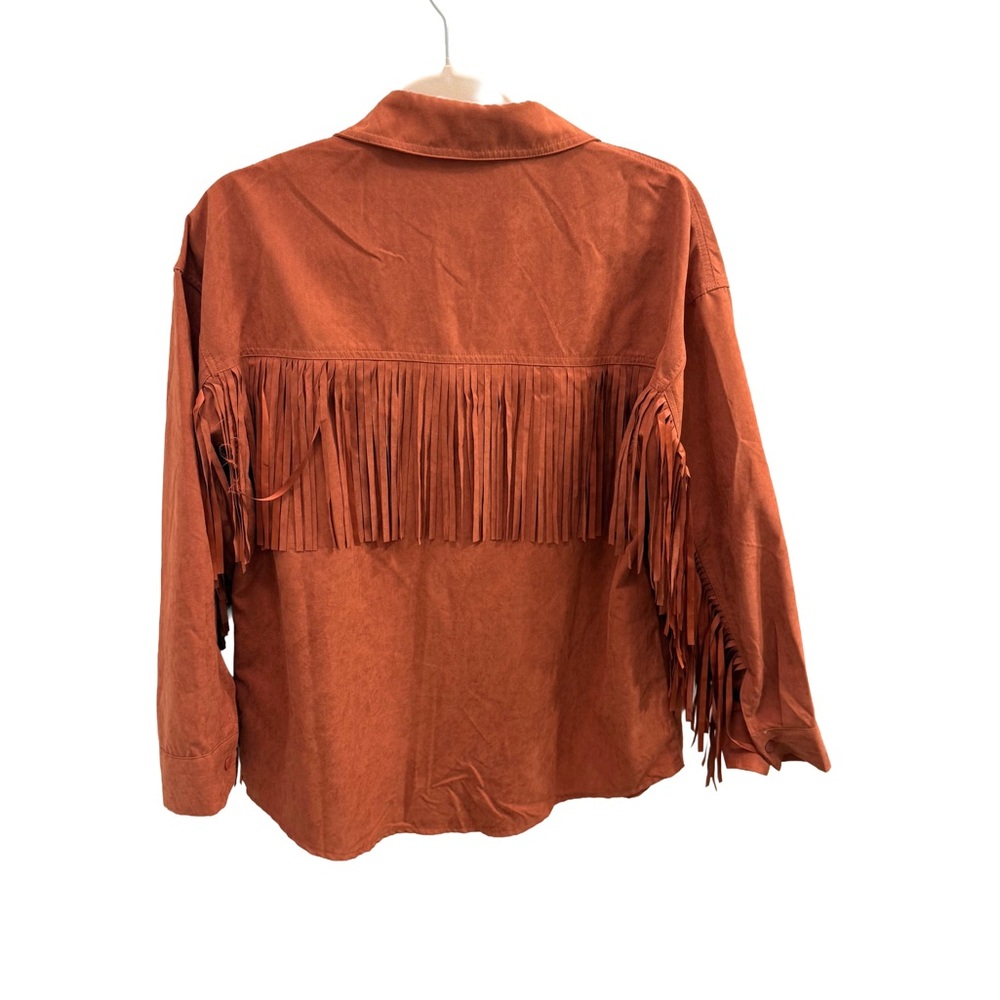 Andthewhy Fringe Faux Suede Shacket